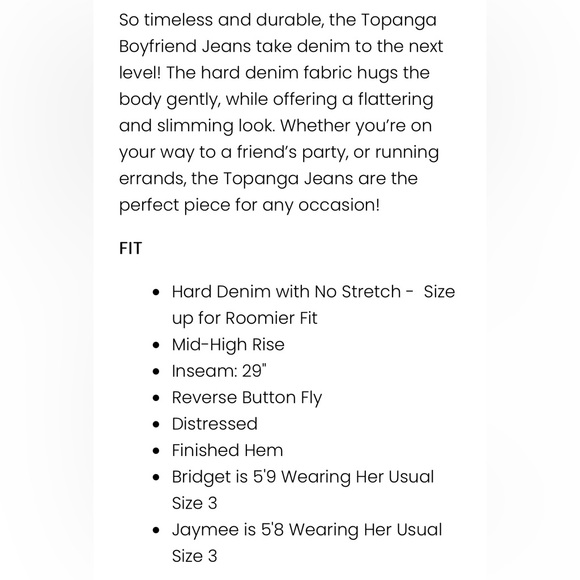 Carly Jean Los Angeles Topanga Boyfriend Jeans - Size 1 - Picture 9 of 10